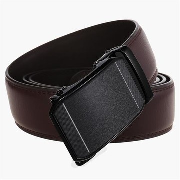 高檔男休閑齒輪紅棕色自動扣皮帶
