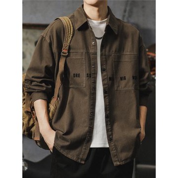 美式工裝牛仔襯衣外套男秋季2025年新款全棉長袖襯衫男高級感痞帥