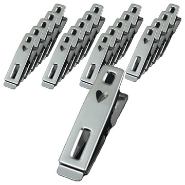 E.City 不鏽鋼防滑防風曬衣愛心小扁夾 20個/組 尺寸: 約5x1x2cm  銀色