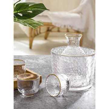 日式酒杯清酒壺酒具錘紋玻璃小酒杯少女梅子酒果酒杯子白酒杯米酒