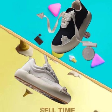 李沐辰同款黑白小怪獸鞋子HARDSPONDE2024春季明星情侶厚底帆布鞋