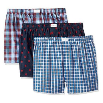Tommy Hilfiger 2022男經典寬鬆棉質藍色系混搭平口內著3件組