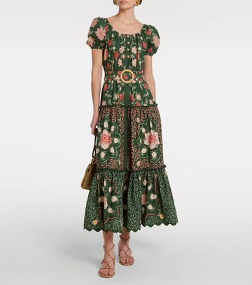 Farm Rio Tiered floral cotton poplin maxi dress