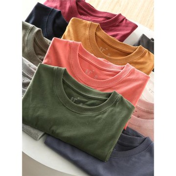 老李力薦！美式復古t恤短袖純棉純色磨毛圓領休閑百搭T恤體恤衫