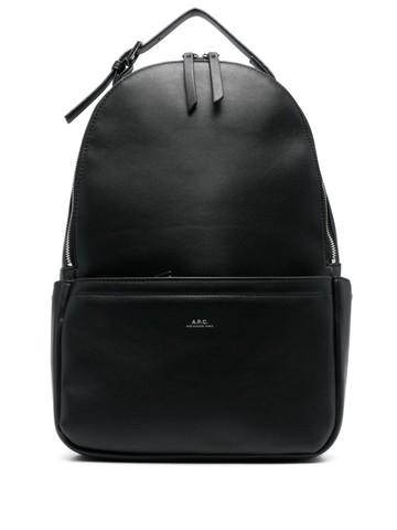 A.P.C. - logo-stamp faux-leather backpack - men - Polyurethane/Cotton/Polyester - One Size - Black