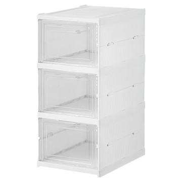 折疊鞋櫃  三層鞋盒 PS+PP  白色  1個