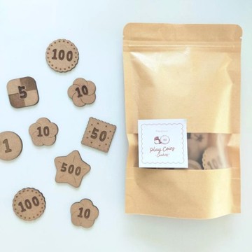 [Play Coins -cookies-] 餅乾形木錢 教育過家家錢 蒙特梭利硬幣