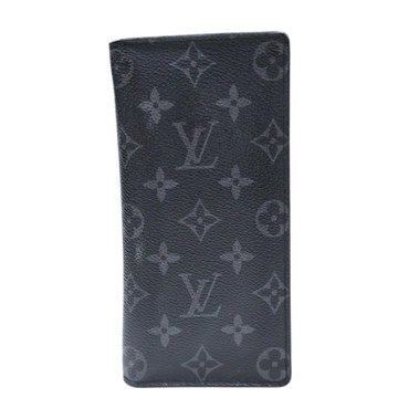 LOUIS VUITTON LV 路易威登 黑色 原花 PVC塗層帆布 Brazza 對折長夾 M61697 【二手名牌BRAND OFF】