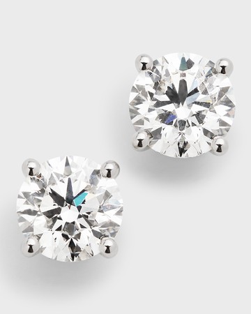 Lab Grown Diamond 18K White Gold Round Stud Earrings