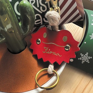 鬆獅蜥造型鑰真皮匙圈