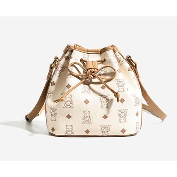 【Sp house】時尚小熊印花單肩斜背手提女用立體圓包(2色可選)