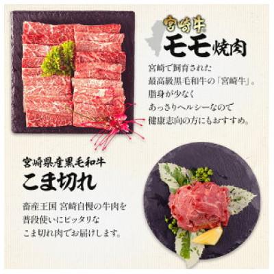 ふるさと納税 宮崎市 宮崎牛モモ焼肉 400g×1 宮崎県産黒毛和牛こま切れ 100g×1 合計500g(宮崎市)