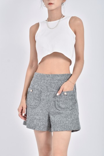 加購優惠(S) seoul mate高腰小香風鈕扣黑色短褲