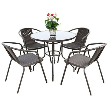 戶外桌椅藤椅室外休閑三件套花園露臺鐵藝庭院陽臺座椅組合小茶幾[DD010109]