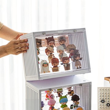 磁扣前開式可層疊公仔模型展示盒(小款)-3入-多色可選 透明