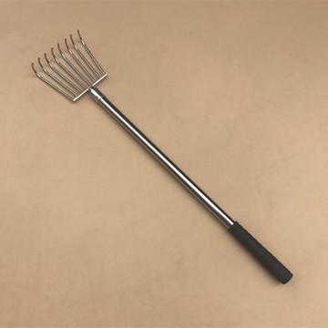 50cm加粗不銹鋼單節不伸縮桿耙子 4齒5齒8齒6齒大號水草耙8mm螺口