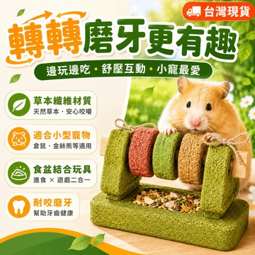 🔥台灣出貨【健康材質🐹森林轉轉樂】倉鼠磨牙玩具 三合一可食用食盆 覓食盤 益智互動 倉鼠用品 金絲熊造景 倉鼠食盆