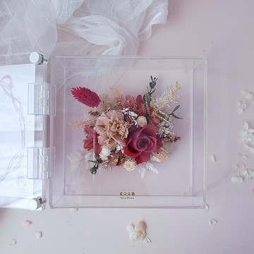 時光寶盒 | 透明仙氣款花盒(獨家訂製) : 雙花泰奶紅