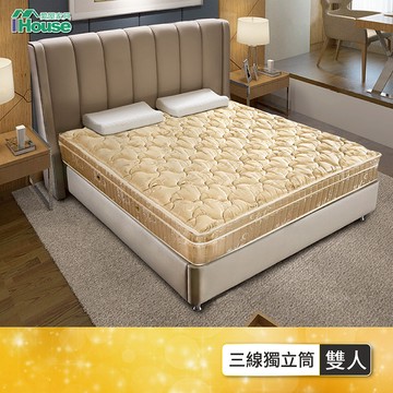 IHouse-咖啡金 超硬護背式獨立筒床墊-雙人5x6.2尺咖啡金色