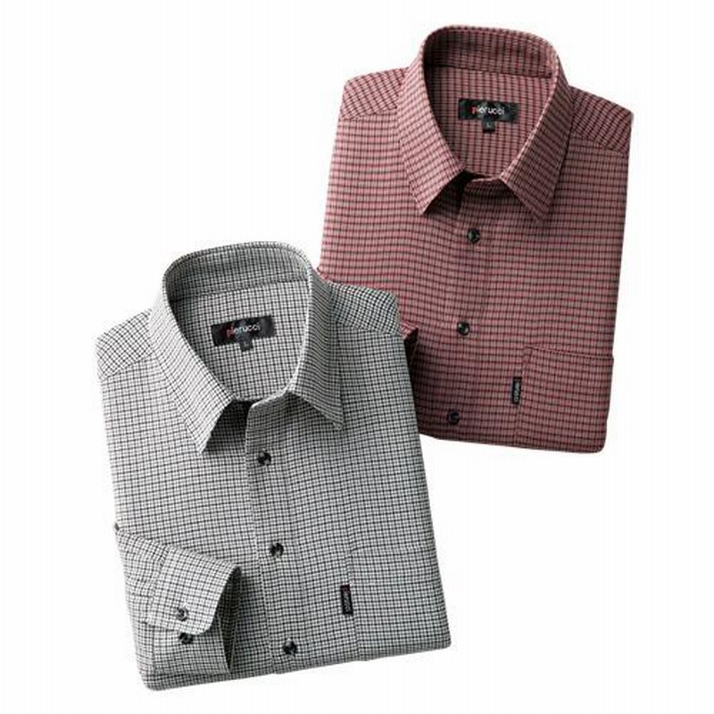 ピエルッチ 千鳥格子柄シャツ 2色組 カジュアルシャツ 長袖