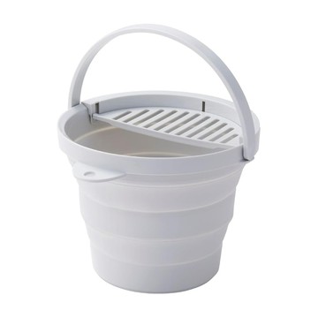 iSETO 伊勢藤 日本製 折疊圓形水桶 露營收納桶 釣魚水桶 8L  1個  灰色