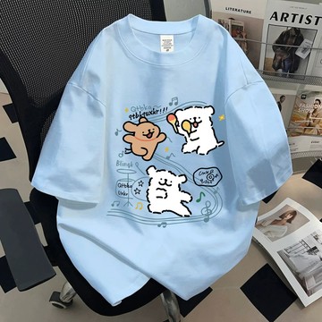 【軟fufu小狗派對】純棉t恤  韓系chic 短袖t 女生衣服 Oversize t恤 短袖上衣 ins風衣服 閨蜜裝