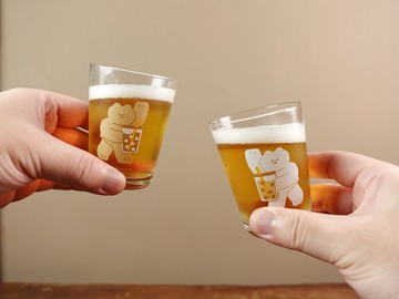 啤酒杯 玻璃杯 對杯組 - 熊熊珍奶乾杯