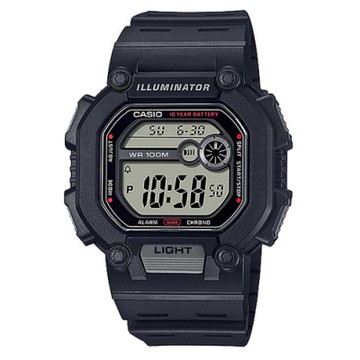 CASIO 懷舊復古風格兩地時間數位休閒錶-(W-737H-1AVDF)黑框X黑45.7mm / 考試錶