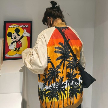 椰樹美式vintage高街棒球服外套2021秋季新款ins潮牌夾克男女同款