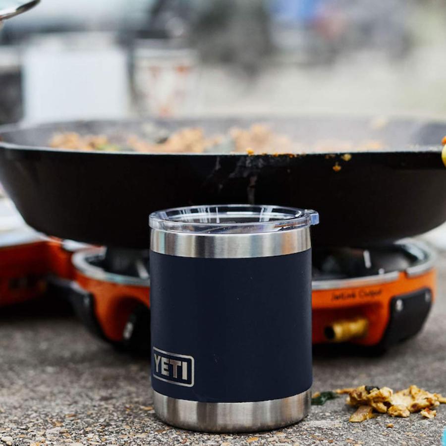 YETI Rambler 10オンス ローボール 蓋付き 真空断熱 ステンレス製、ネイビー