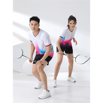 羽毛球服套裝吸濕排汗透氣打比賽短袖戶外室內男女上衣乒乓球衣褲