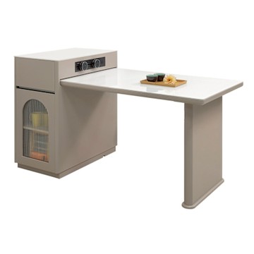 文創集 德爾4.3尺岩板可伸縮中島餐桌櫃-130-170x80x91cm免組