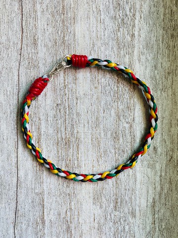 經典圓編 五色線 蠶絲蠟線編織手鍊