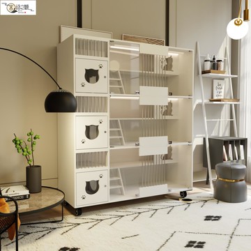 免運 現貨實木貓別墅貓柜九宮格一體組合貓籠子繁育貓柜寄養柜三層室內帶燈