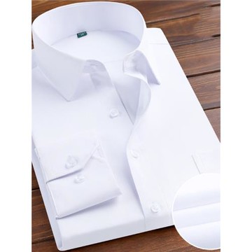 春夏棉質男士商務白襯衫長袖修身職業裝工裝薄款休閑男上班純白色