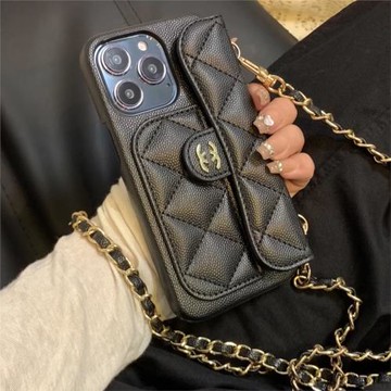 適用手鏈斜跨小香風蘋果16promax手機殼iPhone15pro女新款14puls鏈條背帶翻蓋插卡零錢一體包12/13防摔保護殼