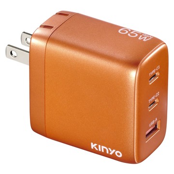 Kinyo 65W 三孔摺疊充電器 PDCB-465  宇宙橘  1個