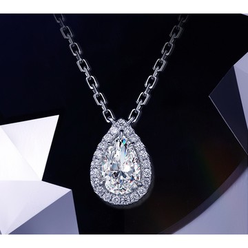 隔日到貨 專櫃 水滴 2克拉 莫桑鑽 水晶 項鍊 奧地利水晶鑽 項鏈 不退色N187