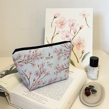 櫻之期盼化妝包-淡藍