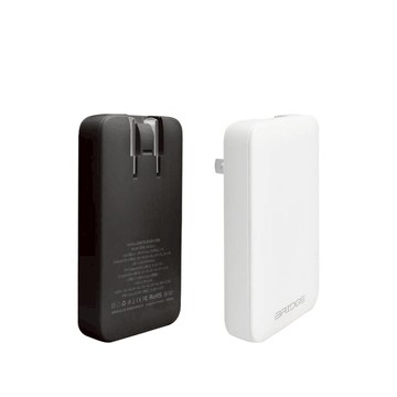 【充電組】GaN 65W 超薄型急速電源供應器+編織掛繩急速充電線-140cm USB-A+Type-C-白充電器+銀線