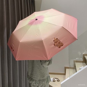 🔥臺灣-出貨🔥雨傘晴雨兩用可愛卡皮巴拉太陽傘全自動黑膠防曬紫外綫折疊遮陽傘