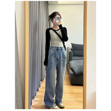 SY韓版正肩長袖T恤女長袖早秋新款撞色修身長袖打底衫內搭插肩袖休閒長袖上衣短款上衣