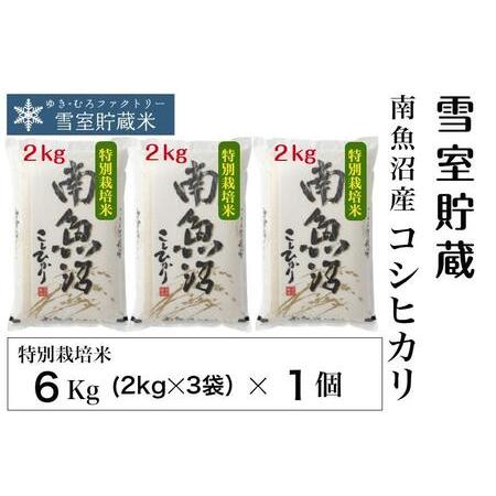 ふるさと納税 特別栽培 雪室貯蔵・南魚沼産 コシヒカリ6kg(2kg×3袋) 新潟県南魚沼市