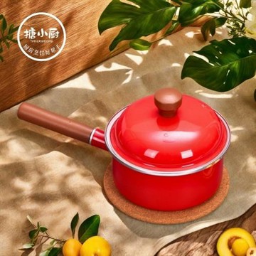 搪小廚日式搪瓷單柄奶鍋泡面鍋琺瑯鍋輔食鍋帶蓋琺瑯平底鍋耐高溫