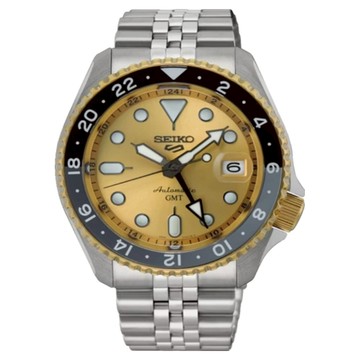 Seiko 精工 5 Sports金彩歲月GMT雙時區指針機械水鬼男錶 SSK044K1 4R34-00M0K  銀色