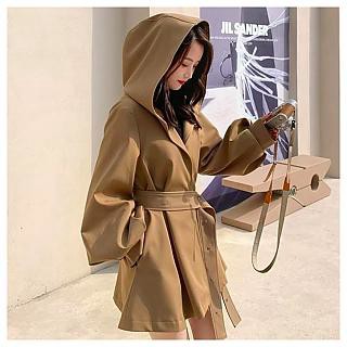 AKARA 中大服飾 女裝 哈利波特都穿綁帶寬袖連帽風衣斗篷外套 2色 S-XL 現+預
