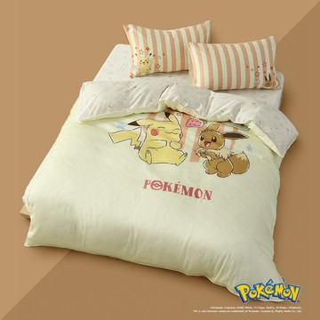 HOYACASA Pokémon寶可夢官方授權 -60支抗菌天絲兩用被床包組-甜感生活-加大