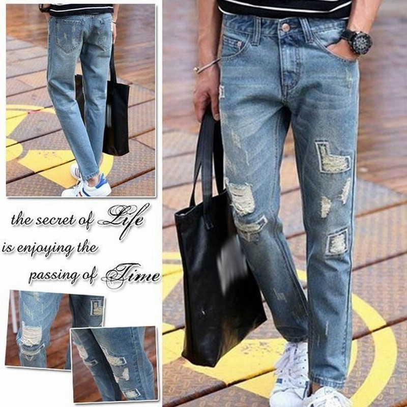 メンズデニムジーンズused加工パンツデニム大きいサイズ九分丈スキニージーパンスリムデニムスキニーパンツボトムスデニム 通販 Lineポイント最大get Lineショッピング