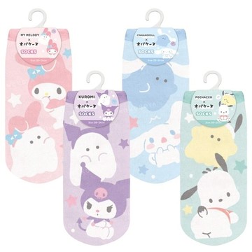 小禮堂 Sanrio 三麗鷗 x Obakenu  成人棉質短襪 22-24cm (幽靈款) 酷洛米 大耳狗