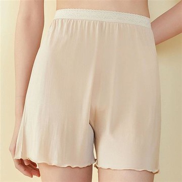 【米蘭精品】現貨+預購 頂級法式短褲絲質安全褲休閒褲絲質寬褲冰絲褲-寬鬆木耳邊防走光女褲子3色74lt75